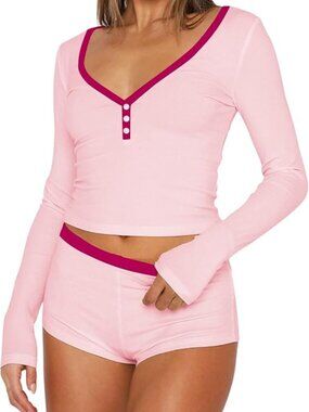 Pajama Lounge Set for Women Matching Two Piece Long Sleeve - NWT - L